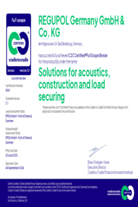 Cradle to Cradle Certified® Bronze for acoustics, construction and load securing
